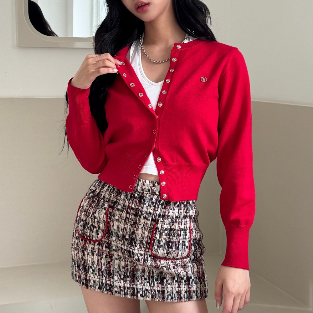 노나네 아일렛 라운드 가디건 간절기 여성 크롭 니트 가디건, 현재가 29,500원