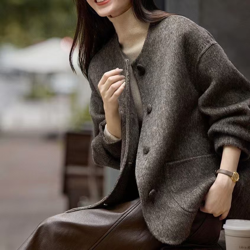 쩐쿠 여성 라운드 박시핏 데일리 모직 자켓 K0054 48,000원