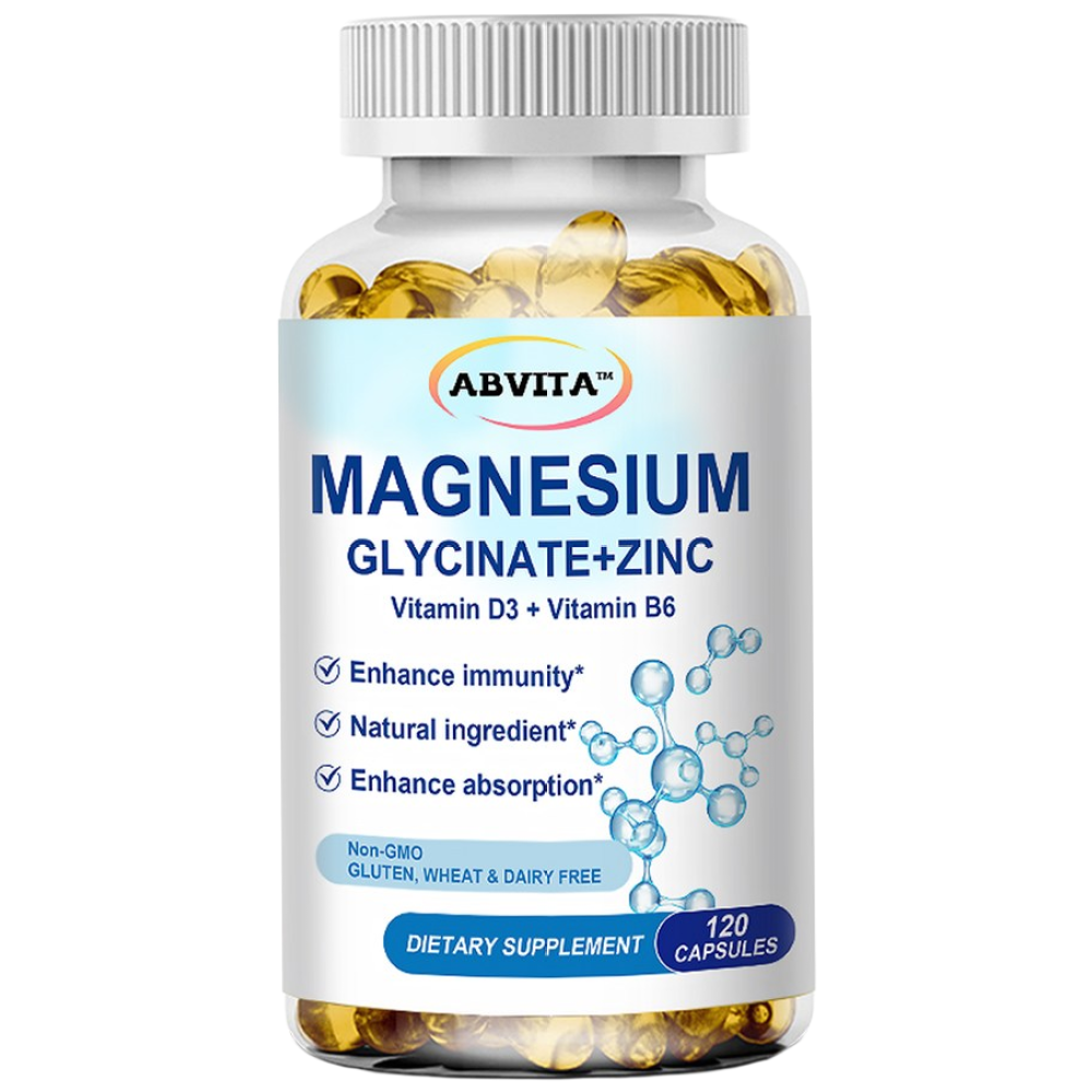 마그네슘 글리시네이트 아연 60/120 캡슐 고흡수형 비타민D3 B6 함유 면역 & 수면 & 근육 에너지 영양제, 1개, 120정 26,720원
