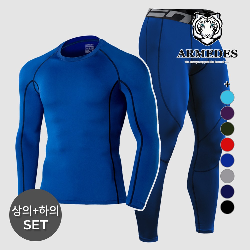 아르메데스 남성용 사계절 크로스핏 라운드상의 + 9부 바지 스포츠 상하의 세트 ID10411061 16,900원
