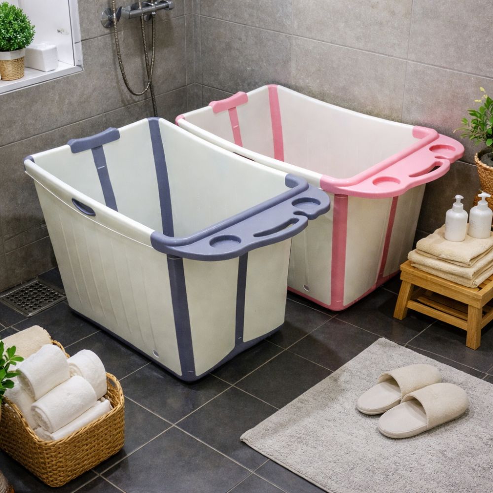 Lim401 접이식욕조 반신욕 욕조 가정용 성인 이동식 공간절약 접는욕조, 그레이, 1개 58,600원