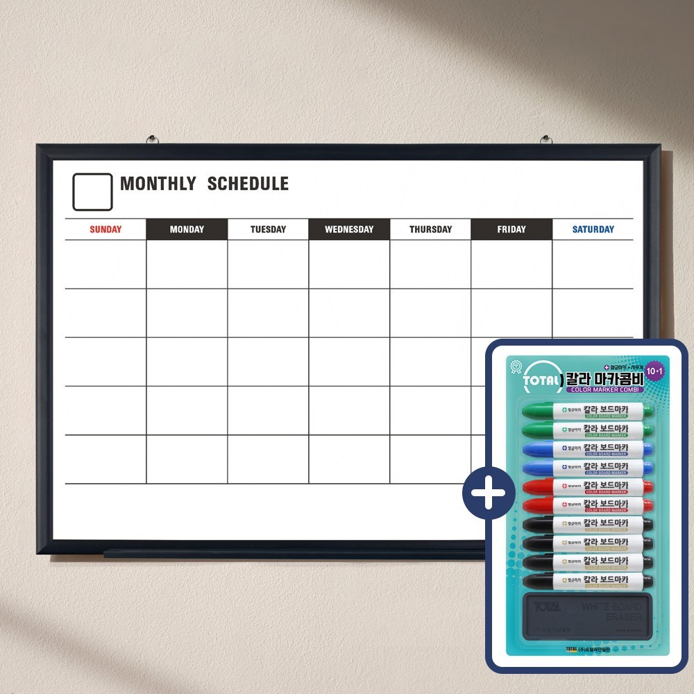 자석 스케줄 보드 영문형 + 칼라 마카콤비 세트, 블랙우드 69,500원