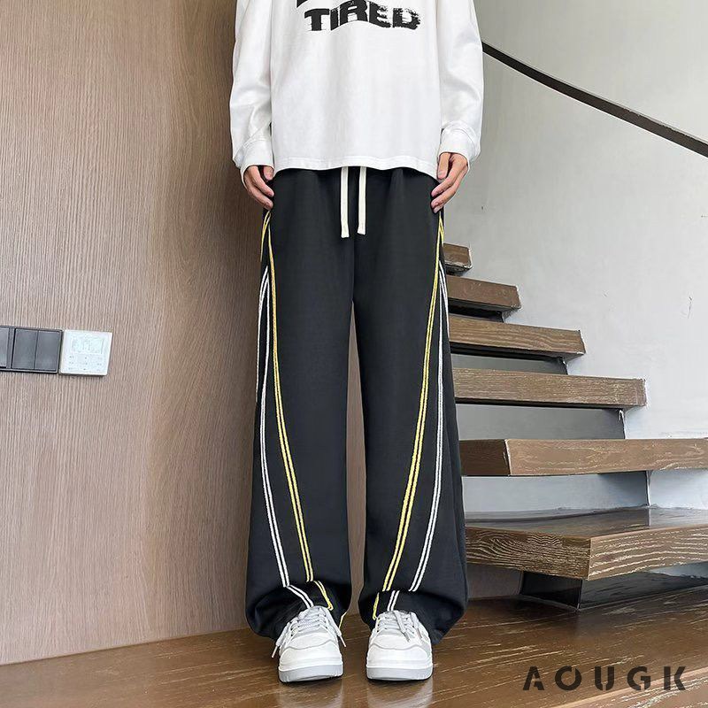 AOUGK 남자 바지 스트라이프긴바지 일자바지 와이드팬츠 스판바지 트레이닝 바지 25,300원