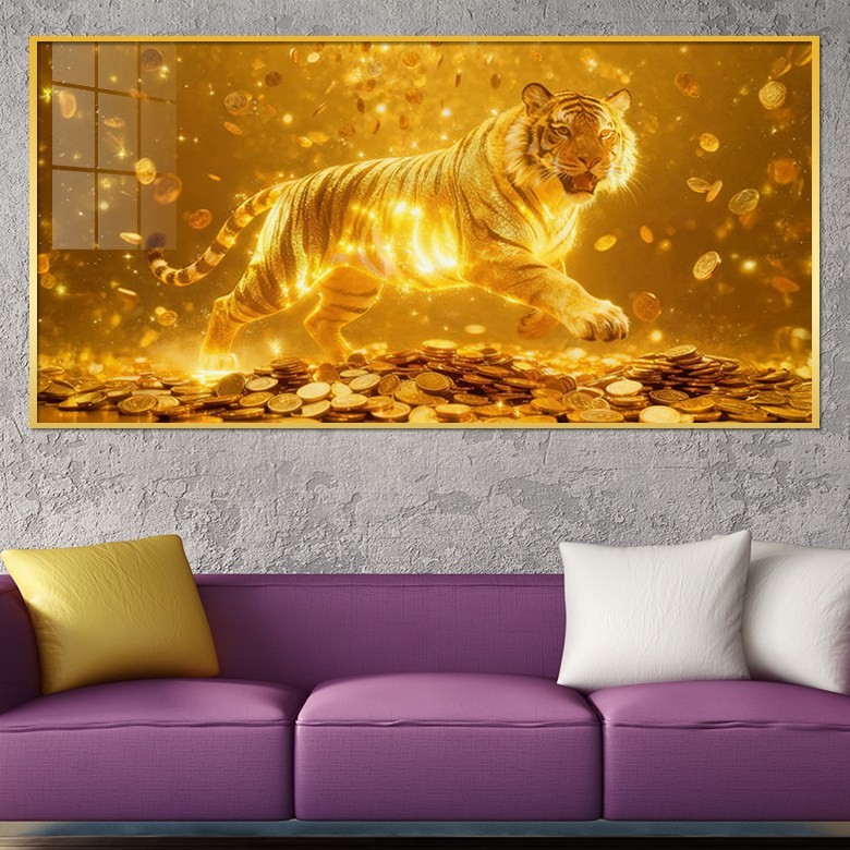 아트블루 신년 새해 복을부르는 황금 성공.번영.행운을 상징하는 재물운 풍수지리 동물 그림 액자, 골드메탈 169,000원