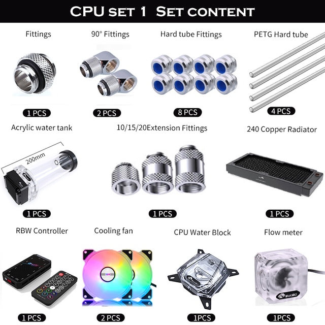 수냉키트 Bykski DIY PC 분할 하드 파이프 튜브 수냉 키트 인텔 AMD Ryzen NVIDIA RTX 3080 3090 비디오 카드 CPU GPU 쿨러 세트 MOD 403,360원