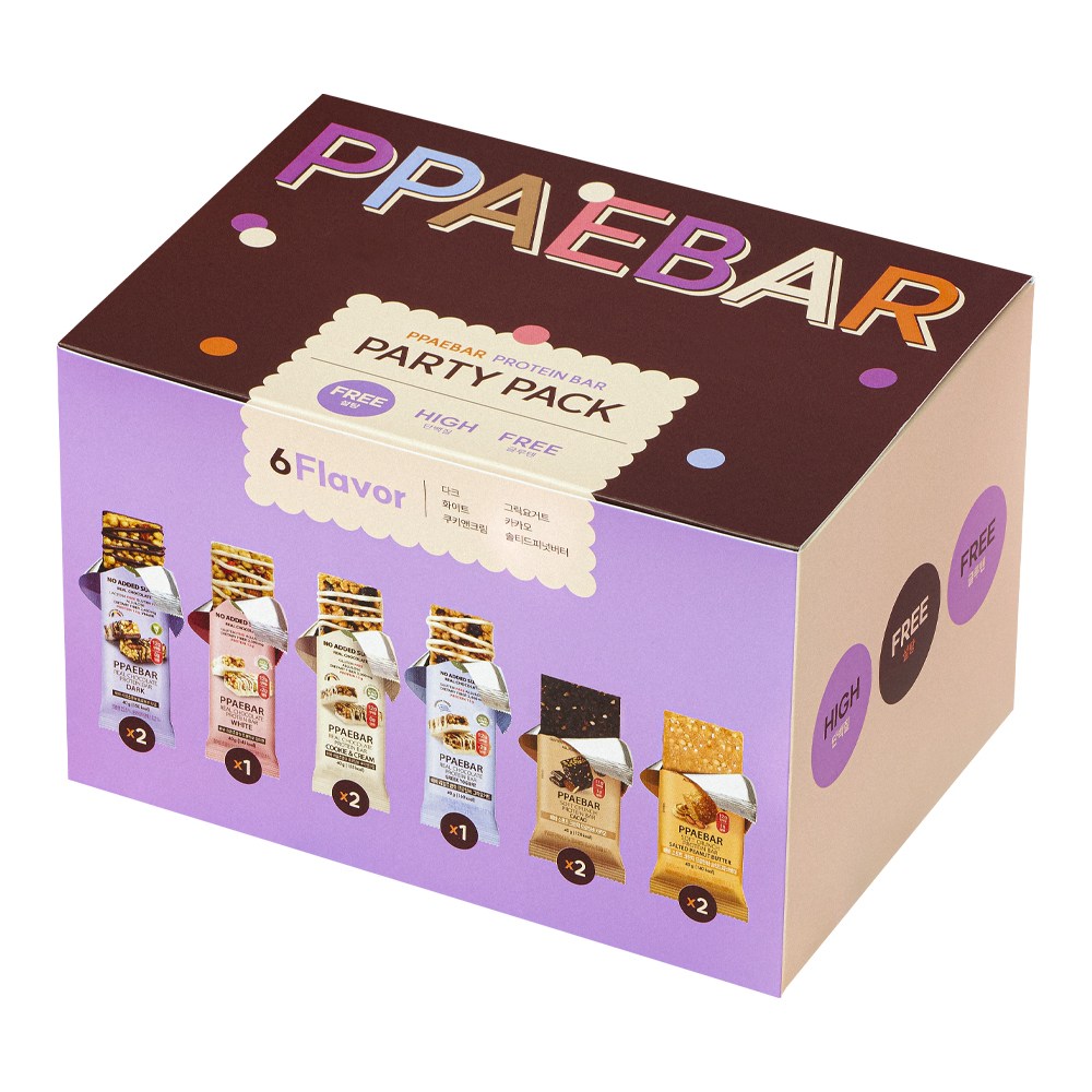 [설탕X 저당] 빼바 프로틴바 파티팩, 1세트, 400g 25,000원