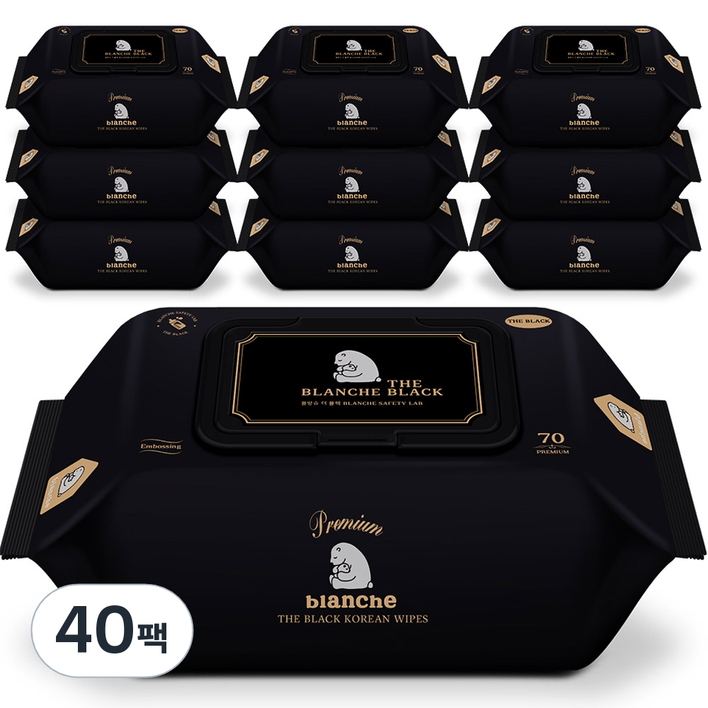 블랑슈 프리미엄 더블랙 유아물티슈 캡형, 75g, 70매, 40개 75,880원