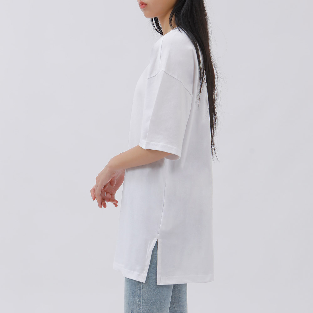 엠제이스타 남녀공용 무지 베이직 레이어드 옆트임 반팔티 여성 롱 빅사이즈 티셔츠 13,900원