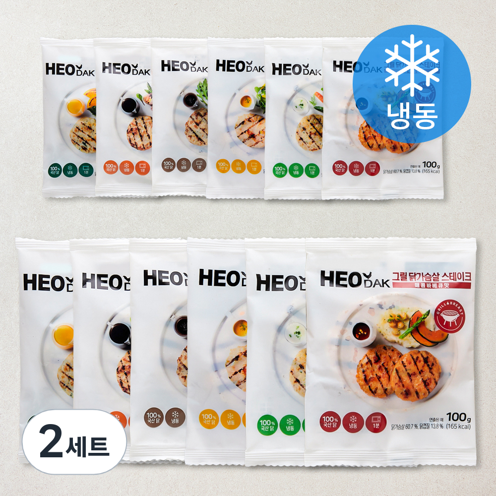 [로켓프레시] 허닭 그릴 닭가슴살 스테이크 오리지널 2개 + 불고기맛 2개 + 청양고추 2개 + 매콤바베큐맛 2개 + 깻잎 2개 + 치즈 2개 세트 (냉동) 31,200원