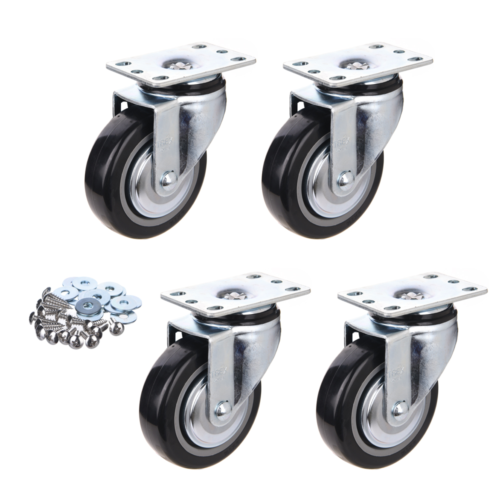 티렉스캐스터 회전 우레탄 바퀴 100 x 32 x 130 mm P504S-2 BLACK 4p + 와샤 + 십자볼트 22,600원