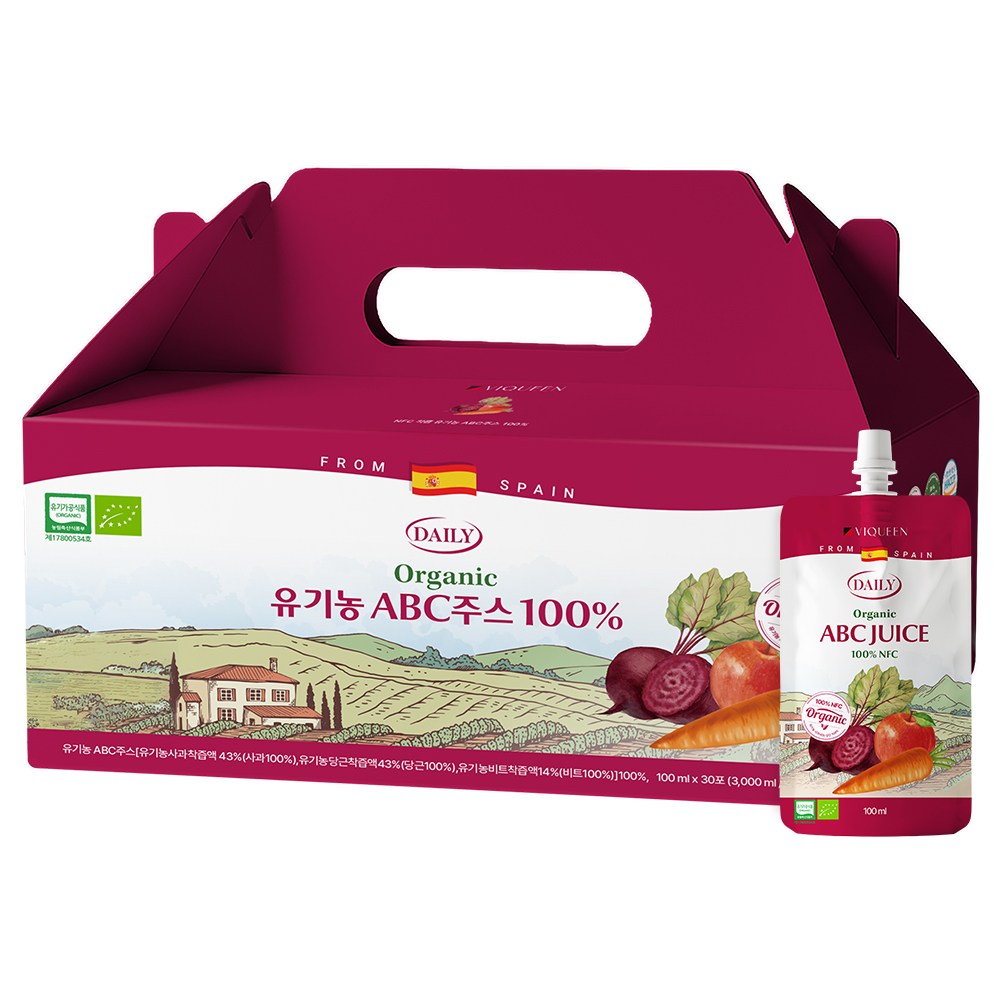 바이퀸 유기농 ABC주스 100% NFC착즙주스, 30개, 100ml 23,000원