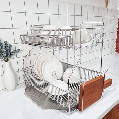 이브리영 콸콸콸 자동물빠짐 올스텐 식기건조대 2단 트레이 설거지 싱크대 선반 그릇 컵 미니 보관함 씽크대 주방 59,900원