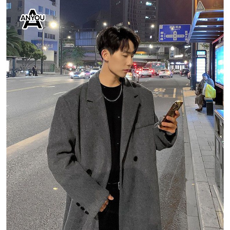 ANYOU 남성 롱코트 겨울 울 더블코트 데일리 롱코트 캐쥬얼 빅사이즈 방한 아우터 31,800원