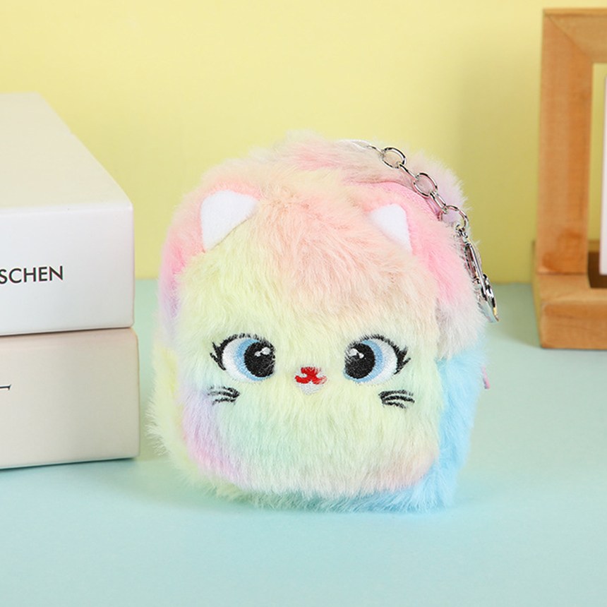 굿프 부드러운 고양이 냥냥 무지개 미니 털 가방 키링 12,000원