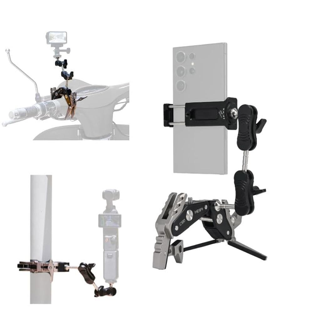 HEIPI 슈퍼 클램프 카메라 마운트 홀더 매직 삼각대 360 휴대폰 MA175 클립 평면용 - 액세서리, PC01이 장착된 튜브, C100 원형 볼헤드 암 및 세이버투스 215,500원