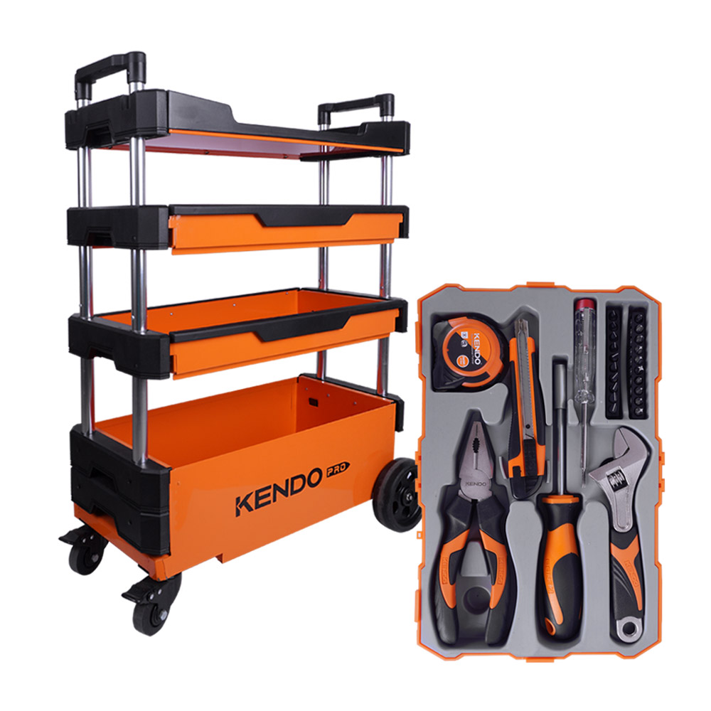 켄도 이동식 철제 공구함 트롤리 90333CO+공구세트 86128CO, 1개 242,000원