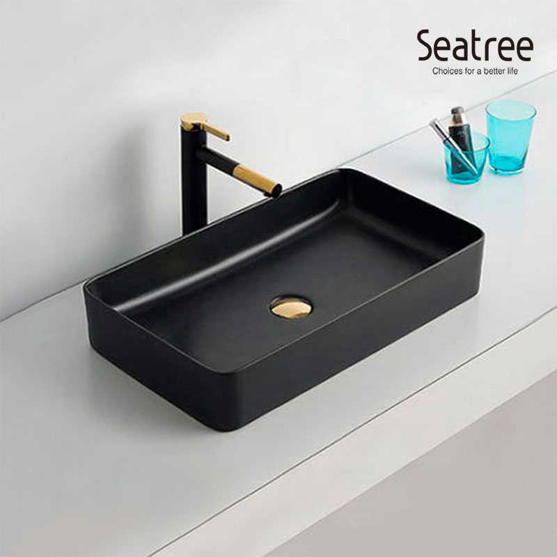 씨트리 사각 탑볼 세면대 ST-L8427B+왕폽업 블랙, 블랙 215,000원