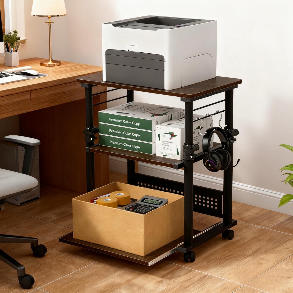 튼튼한 이동식 슬라이딩 높이 조절 선반 프린터 받침대 3단 바퀴형 수납 선반 다용도 복합기 받침대 51,200원