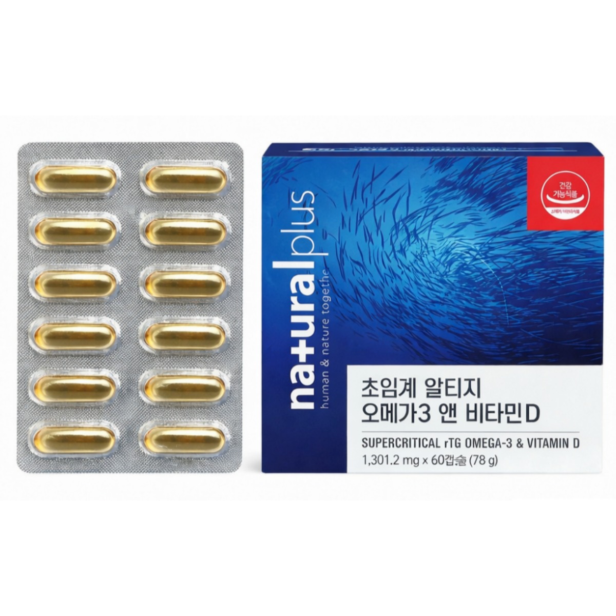 내츄럴플러스 초임계 알티지 오메가3 비타민D 캡슐 60정, 4박스, 60회분 147,600원