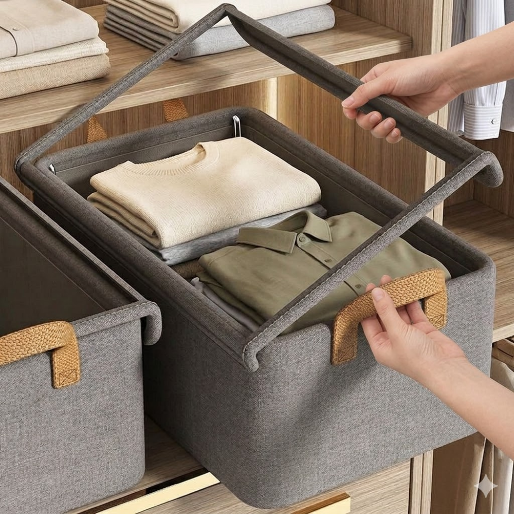 노벨띵즈 접이식 패브릭 옷 정리함 의류 보관 수납함, 1개, 그레이 13,500원