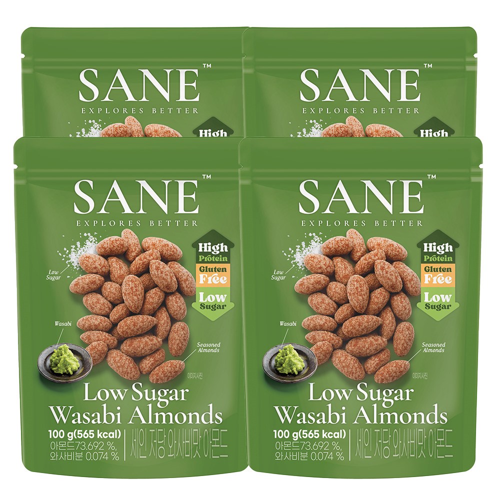 세인 저당 고단백 아몬드 와사비맛4봉, 4개, 100g 19,600원