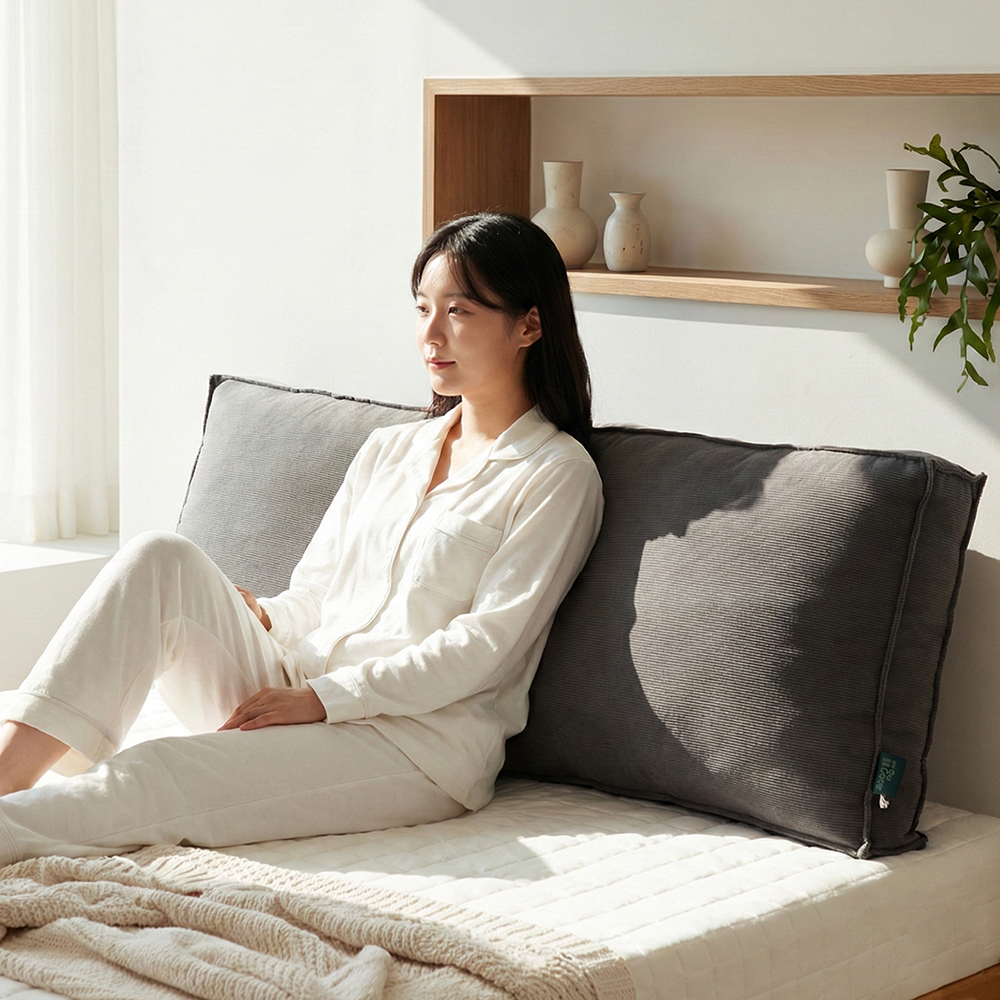텍스스테드 직사각 라인 멀티 쿠션 허리 등쿠션 쇼파 침대 등받이, 그레이 50,150원
