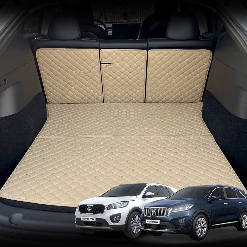 올뉴 쏘렌토(더뉴) 전용 컨셉토 가죽 퀼팅 등커버 트렁크매트 세트, 블랙+골드스티치 51,450원