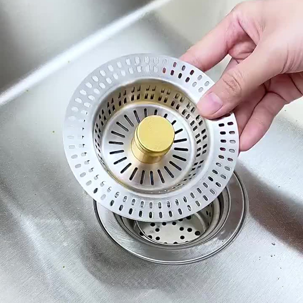 다이나토리 스텐 원터치 팝업 싱크대 음식물 거름망 소형 8cm, 1개 12,900원