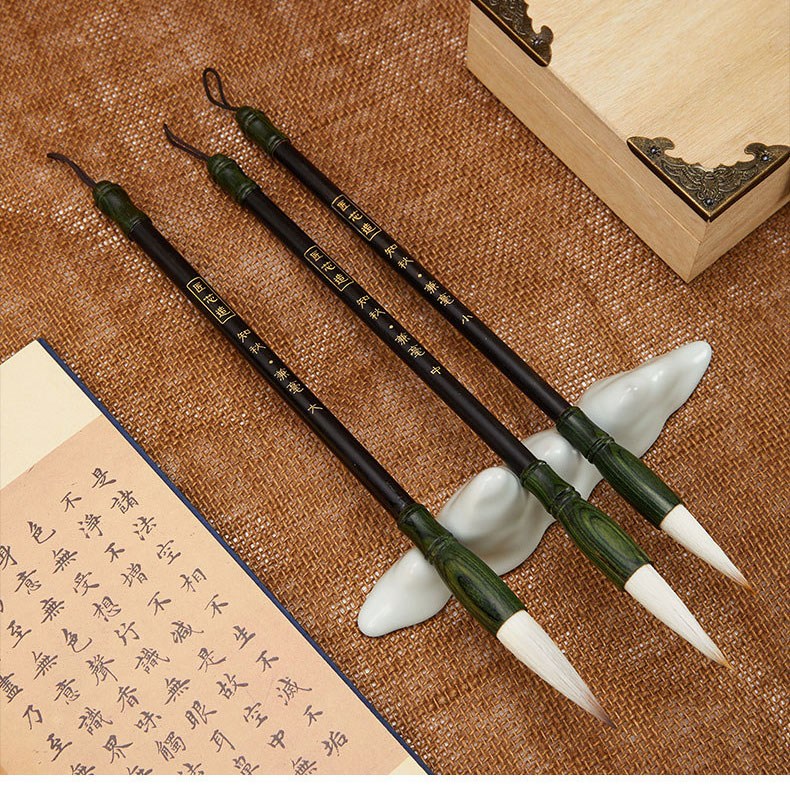 문항명필 고급 족제비모 양모 박달나무 겸호필 전통 붓 대중소 3종 세트, 1세트 39,900원