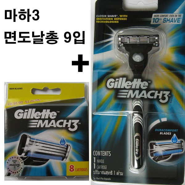 질레트 마하3면도기+ 마하3면도날 8입 25,800원