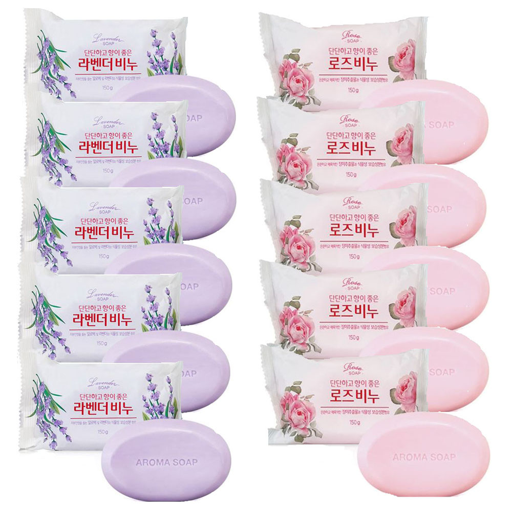 동서씨앤지 단단하고 향이좋은 라벤더비누150g 5개+ 로즈 비누 150g 5개, 10개입, 150g 18,500원