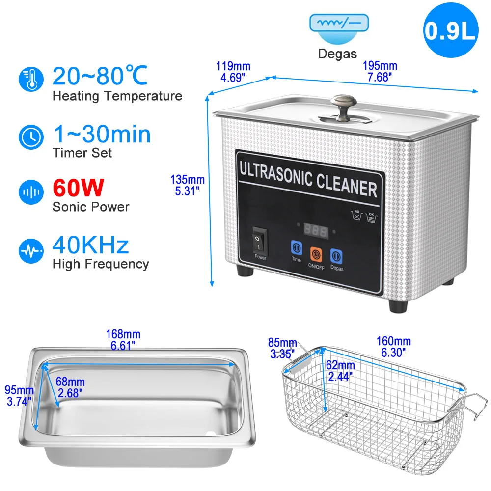 휴대용 초음파 세척기 세척 기계 가열 600W 욕조 EU 영국 플러그 1L 2L 3L 6L 10L 22L 30L 238,000원