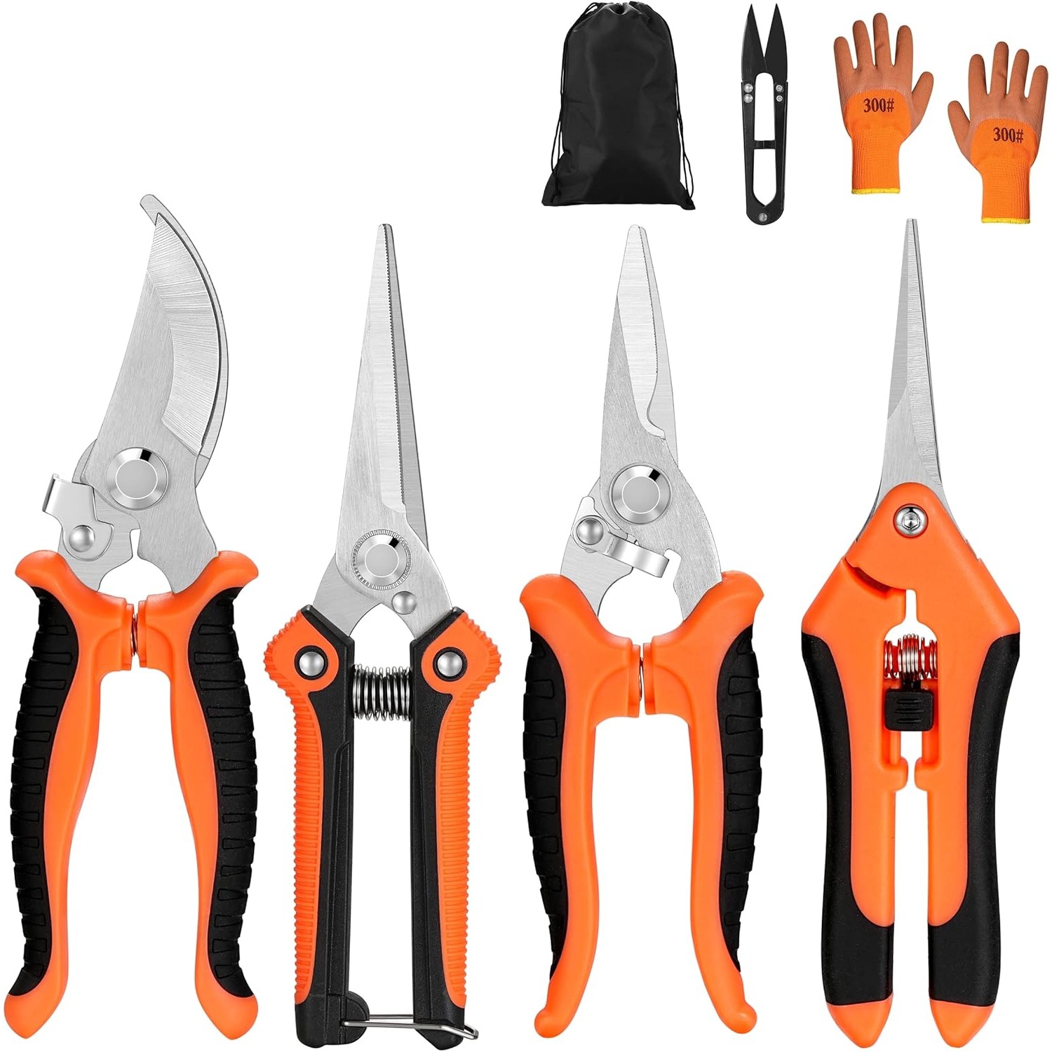원예 나무 전지가위 세트 가정용 다기능 과수 화초 정원 분재 가지치기용 오렌지 스테인리스 5종, 1세트 23,980원