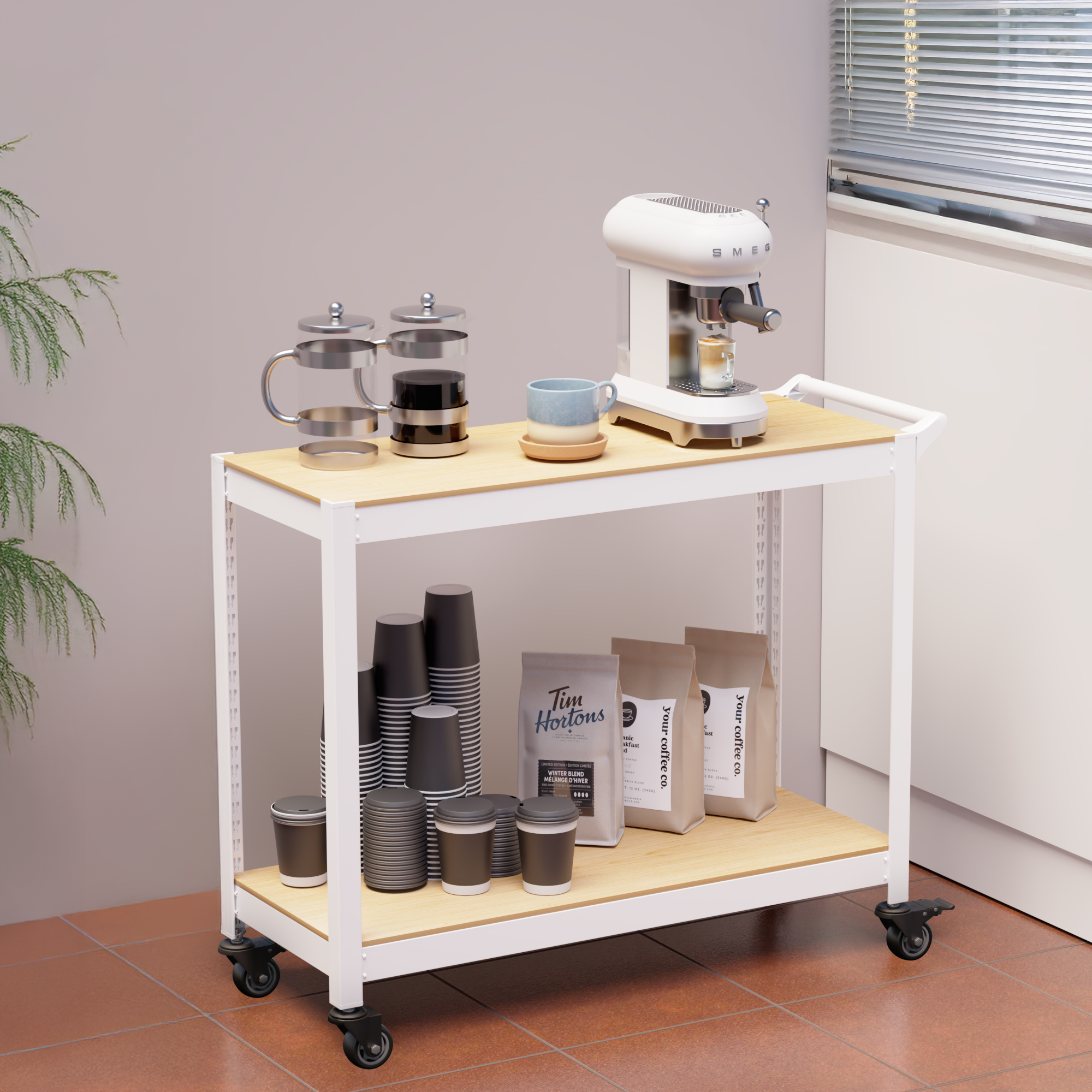 홈던트하우스 철제 이동식 수납 선반 트롤리 1200 x 400 x 880 mm 86,630원