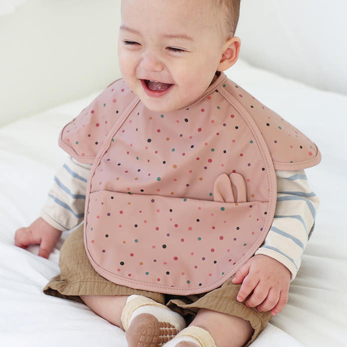 마롤로뜨 아기 방수 턱받이 침받이, 1개, 1개입, 도트 모브핑크_방수턱받이 9,900원