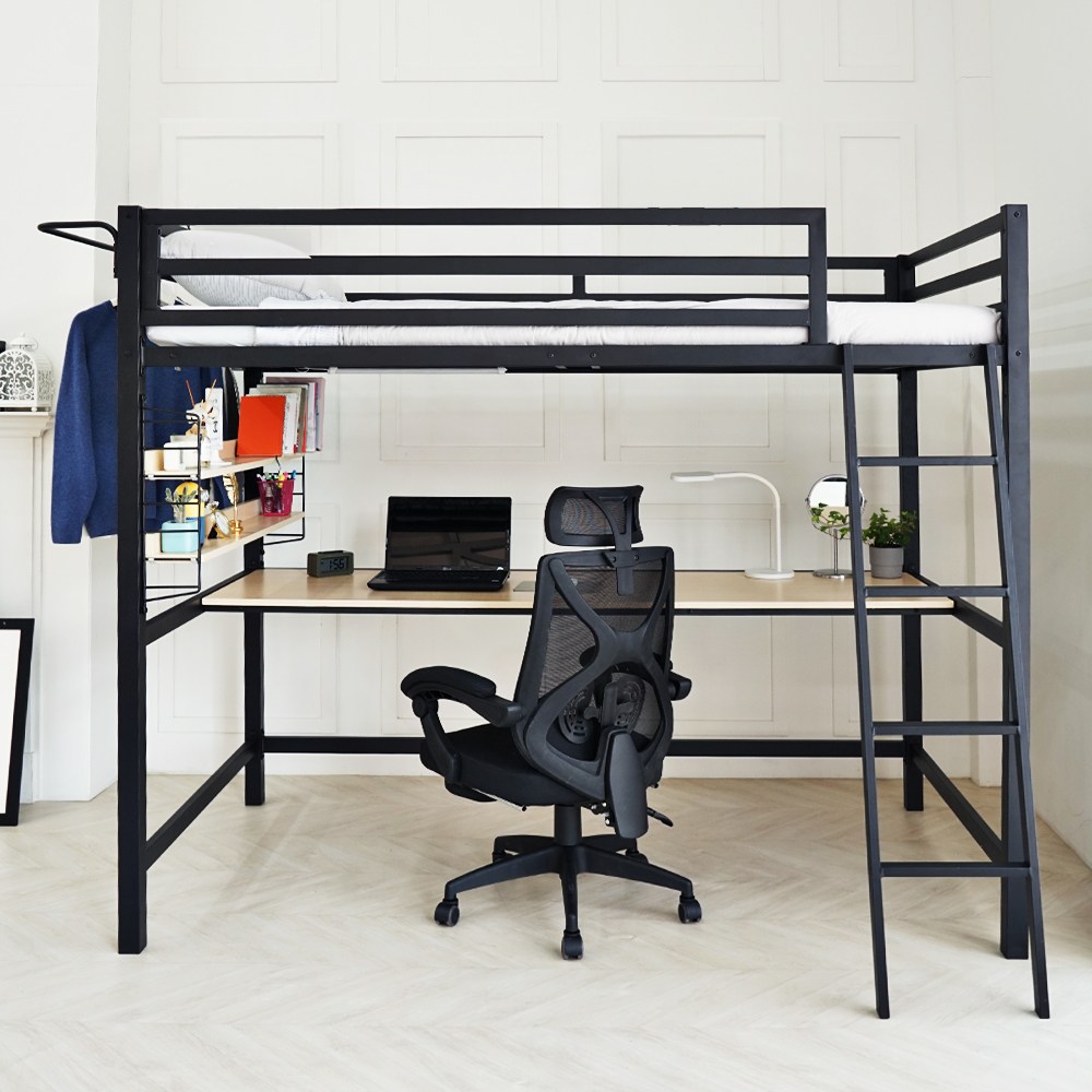 일루일루 코모드i 스퀘어 책상 벙커침대 SS 철제 성인 2층 수납 학생 올인원+14cm메모리폼본넬스프링(SS) 매트리스 세트 324,000원