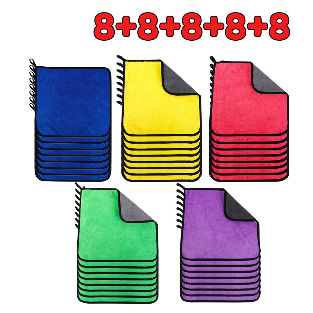 세차타월 세차용 타월과 차량 청소용 천은 얼룩을 남기지 않으며 세차타올 양면으로 도톰한 산호 양털 소재로 제작되었습니다, 40개, 보라색-노란색-파란색-초록색-분홍색 25x25cm 26,990원