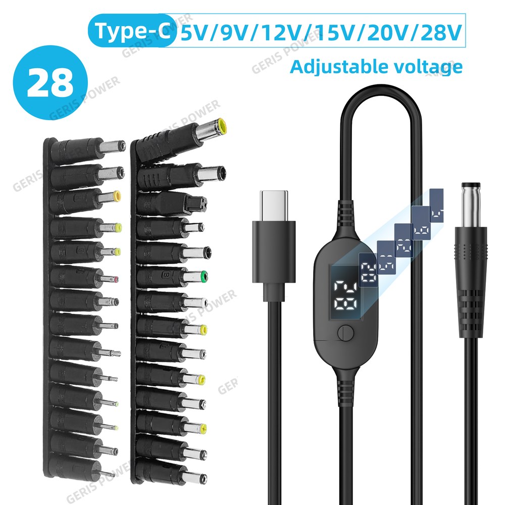 모니터전원선 케이블 USB C to DC 파워 부스트 140W 5V 9V 12V 15V 20V 28V 전압 어댑터 커넥터 노트북 라우터용 21,800원