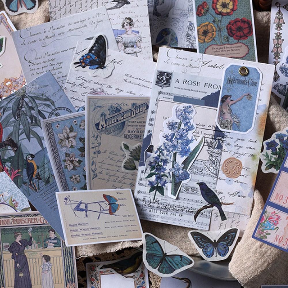 모를린 빈티지 플라워 다꾸 스티커 2종 400매 세트 다이어리 꾸미기 감성 페이퍼, 1개, 옐로우,블루 18,700원