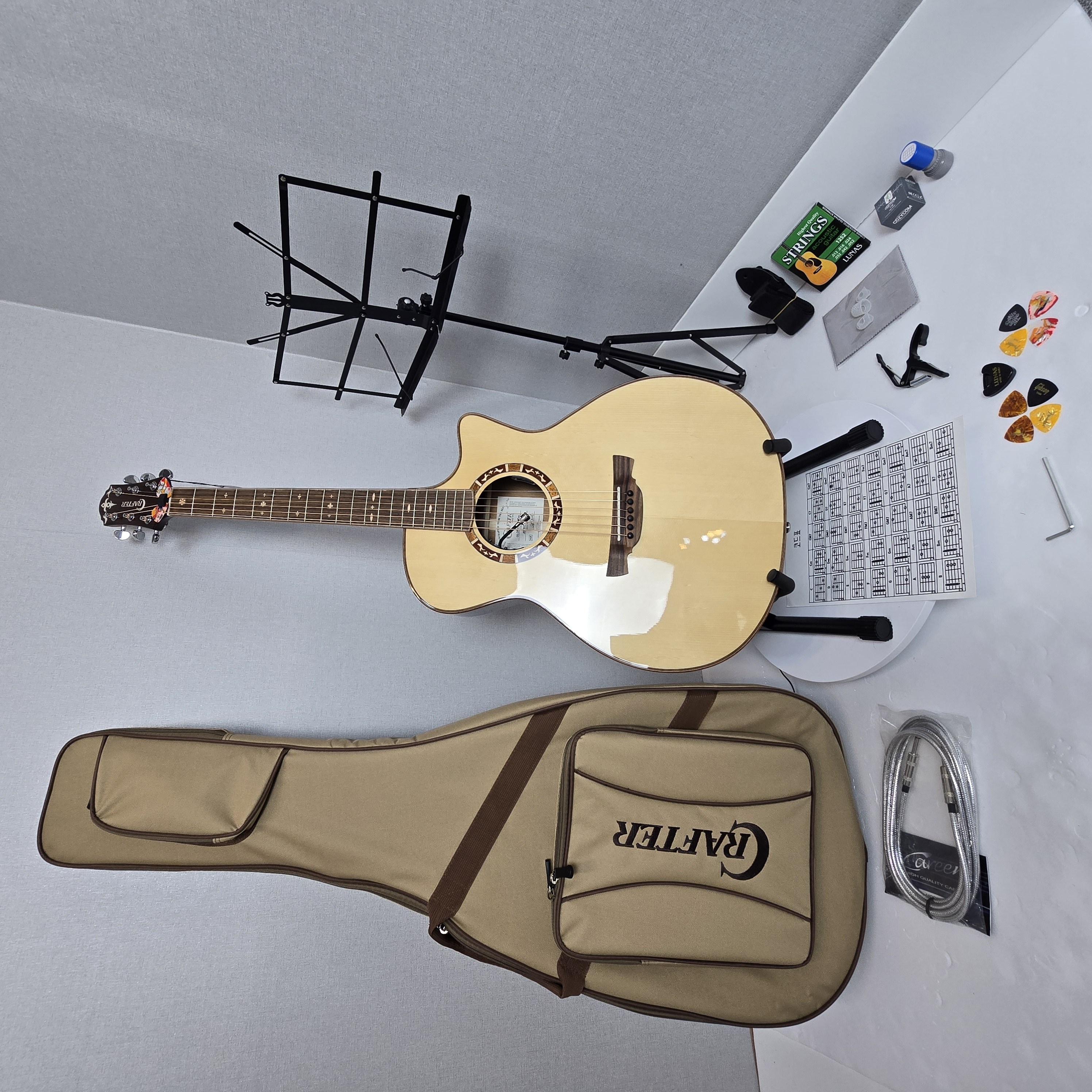 크래프터 기타 글로리아 TCE 프로 25년 신형 픽업장착 탑솔리드 입문용 입문 작은 OM바디 498,000원