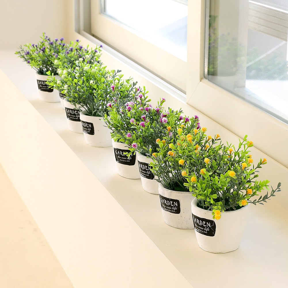 인테리어 미니 조화 생화같은 큐티안개꽃 가든조화화분, 큐티안개꽃가든화분 크림, 1개 7,900원