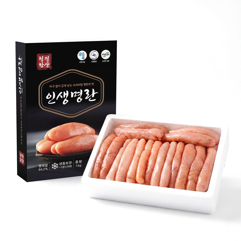 청정한상 최상급 프리미엄 인생명란 설선물세트 명란 무색소 저염명란 선동명란 1kg, 1kg, 1세트 44,900원