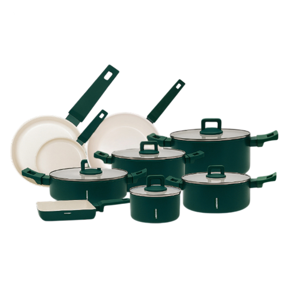 코젤 미네르바 논스틱 세라믹코팅 인덕션 겸용 냄비 프라이팬 9종세트, 1세트, 냄비 5종 + 프라이팬 4종, 포레스트그린 207,200원