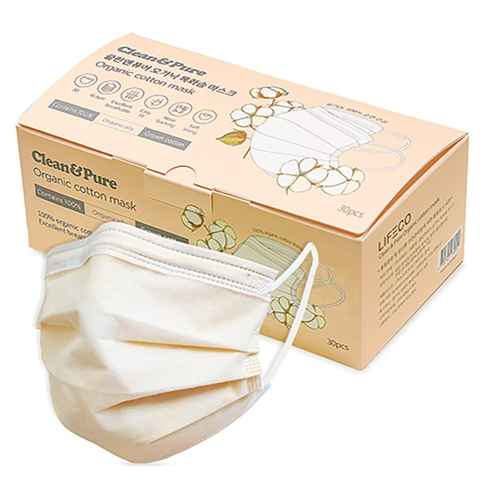 클린앤퓨어 오가닉 목화솜 마스크 대형, 30개입, 1개, 덴탈 베이지_대형 12,800원