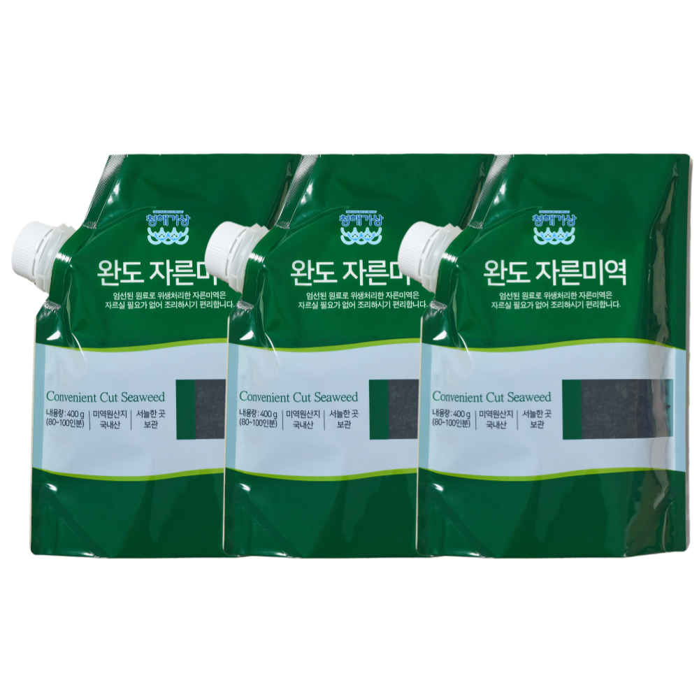 [청해거상] 완도 자른미역 (400g X 3봉) 간편미역 유기농미역 마개형, 3개 33,000원