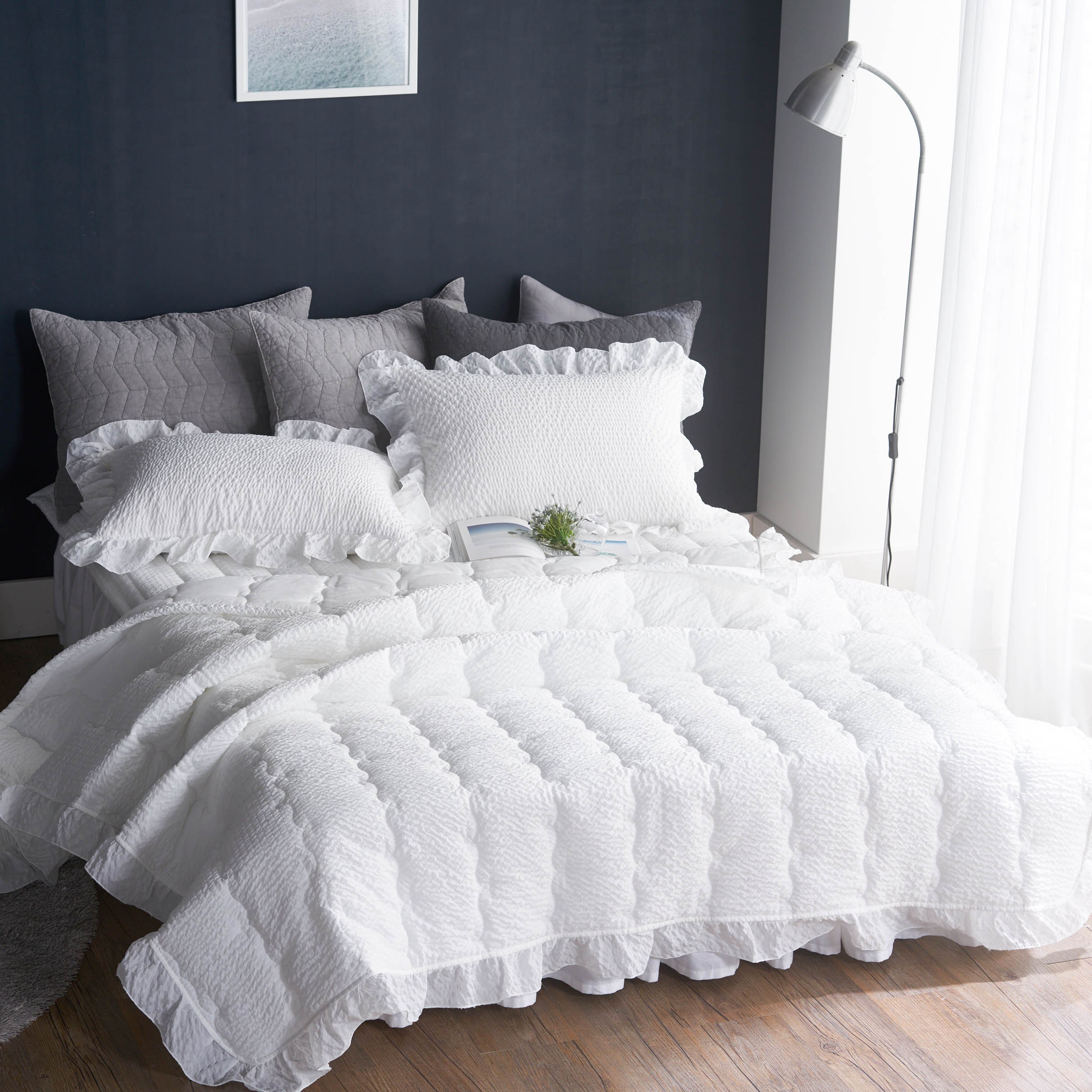 슬리안 국내생산 먼지없는 고밀도 아사 순면 리플 시원한 여름 쿨 차렵이불 세트 64,000원