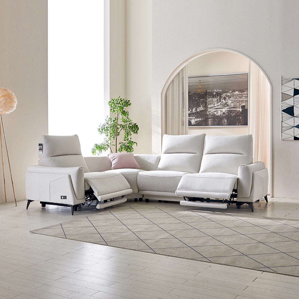 베르체 코너형 5인용 메카원단 패브릭 모듈 전동 리클라이너소파, 아이보리 1,593,000원