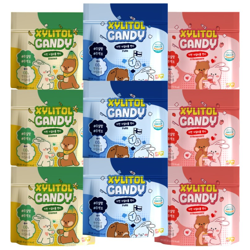 키펀 핀란드산 무설탕 자일리톨 사탕 스톤 캔디 혼합 (퓨어, 딸기향, 바나나향), 30g, 9개 24,800원