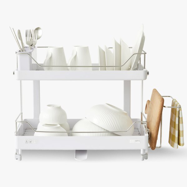 한샘 뉴 베이직 식기건조대, 2단, 화이트 + 스틸, 1개 63,900원