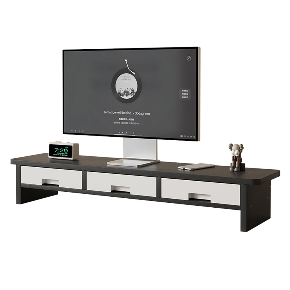 2단 수납형 모니터 받침대 3칸서랍 와이드 선반, 블랙 42,500원